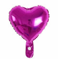 Set of five sparkling peach heart-shaped aluminium foil balloons in assorted colours.