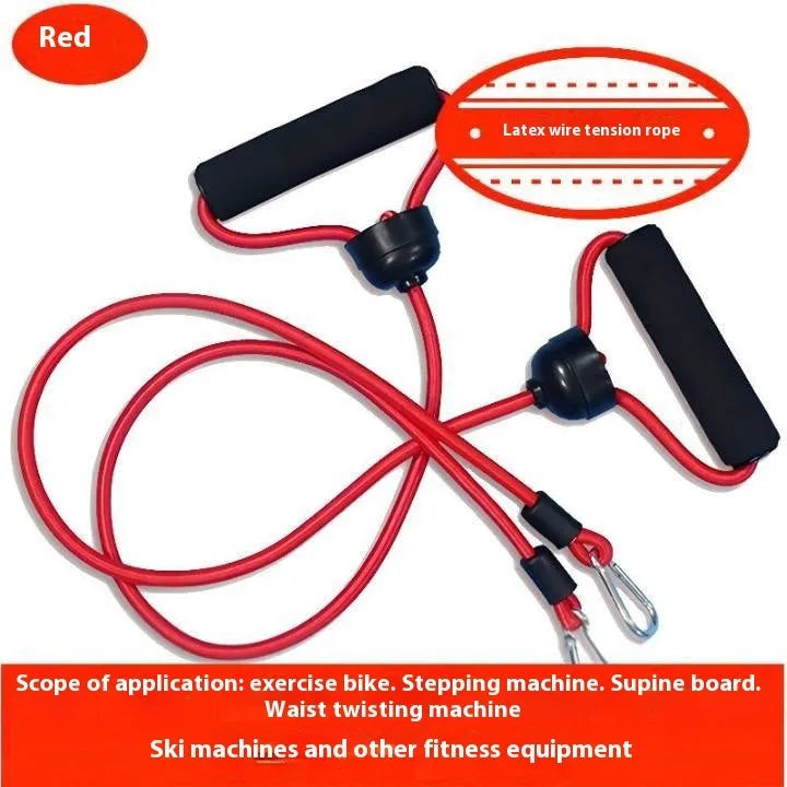 Power Plate treadmill drawstring accessory with sponge rubber handle in black and red on white background