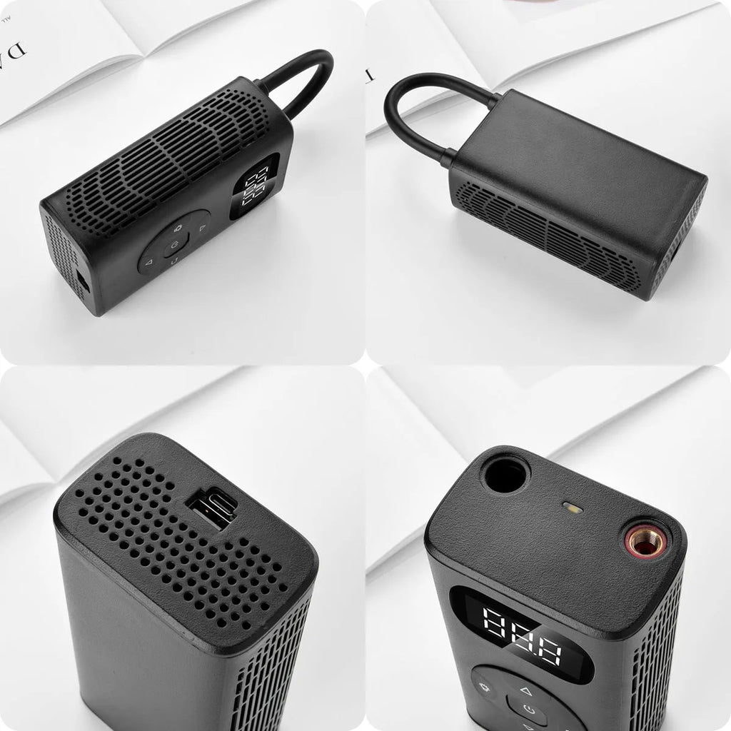 Black aviation aluminium alloy portable USB tyre inflator for car motorcycle bicycle
