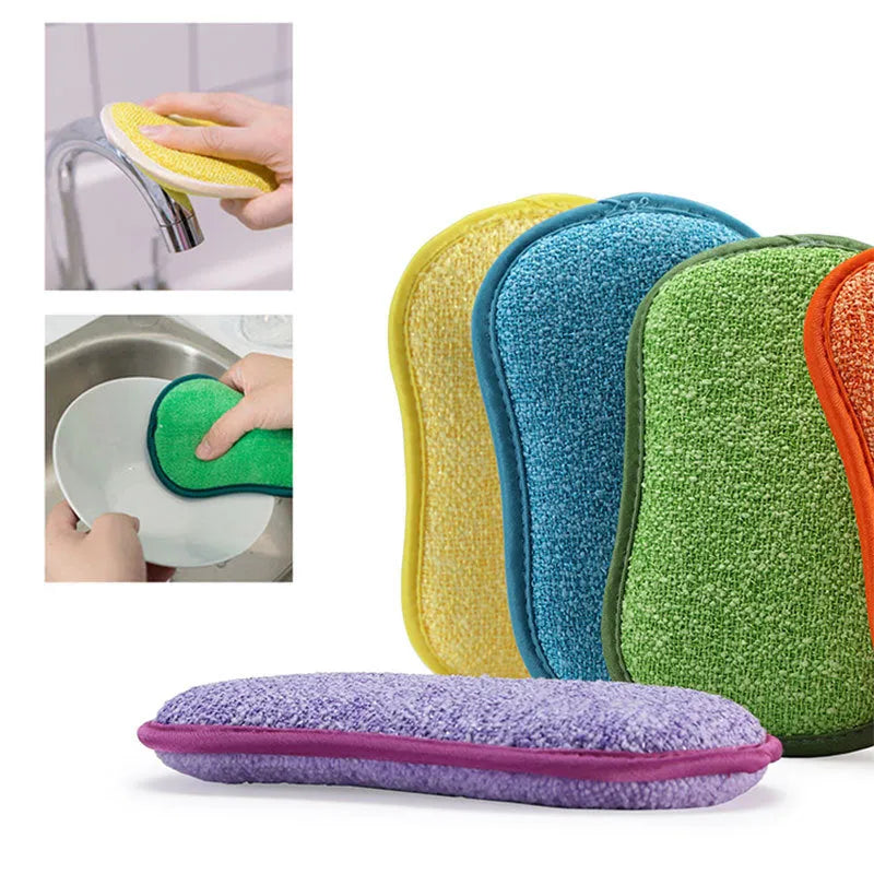 Double-sided kitchen cleaning sponge with polyurethane core and assorted dishcloths set of 11 pieces