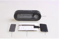 Black car digital clock and thermometer with LED display on adjustable bracket.