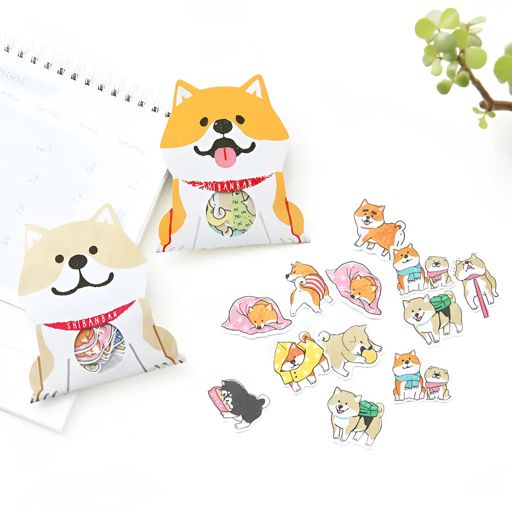Pack of irregular-shaped dog stickers for hand account decoration in assorted colours