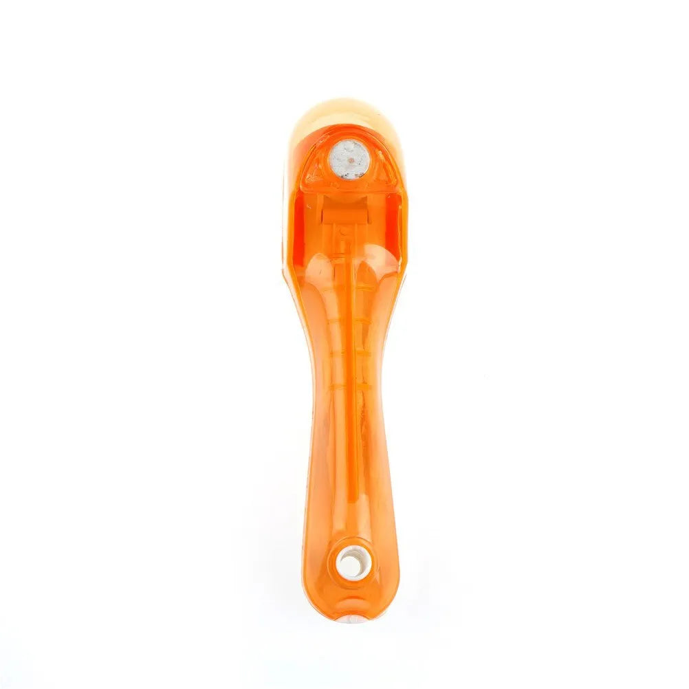 Orange and blue digital measuring spoons with magnetic base and measurement markings.