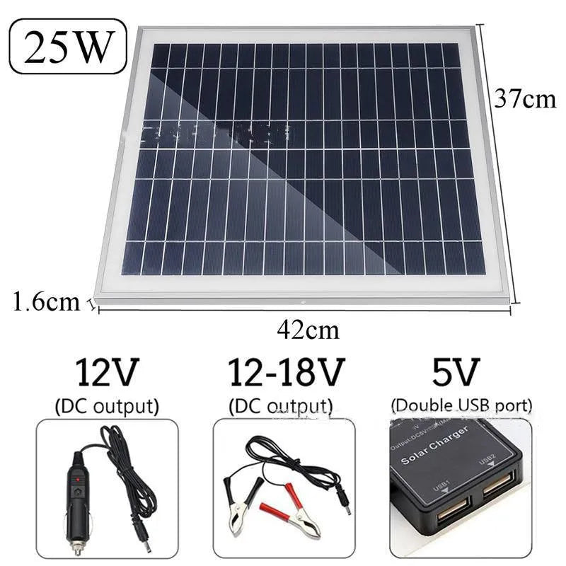 Polycrystalline silicon solar panel with dual USB ports for outdoor phone and tablet charging