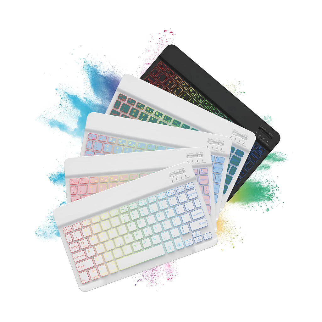 10-inch wireless Bluetooth keyboard with colourful LED backlighting for tablets
