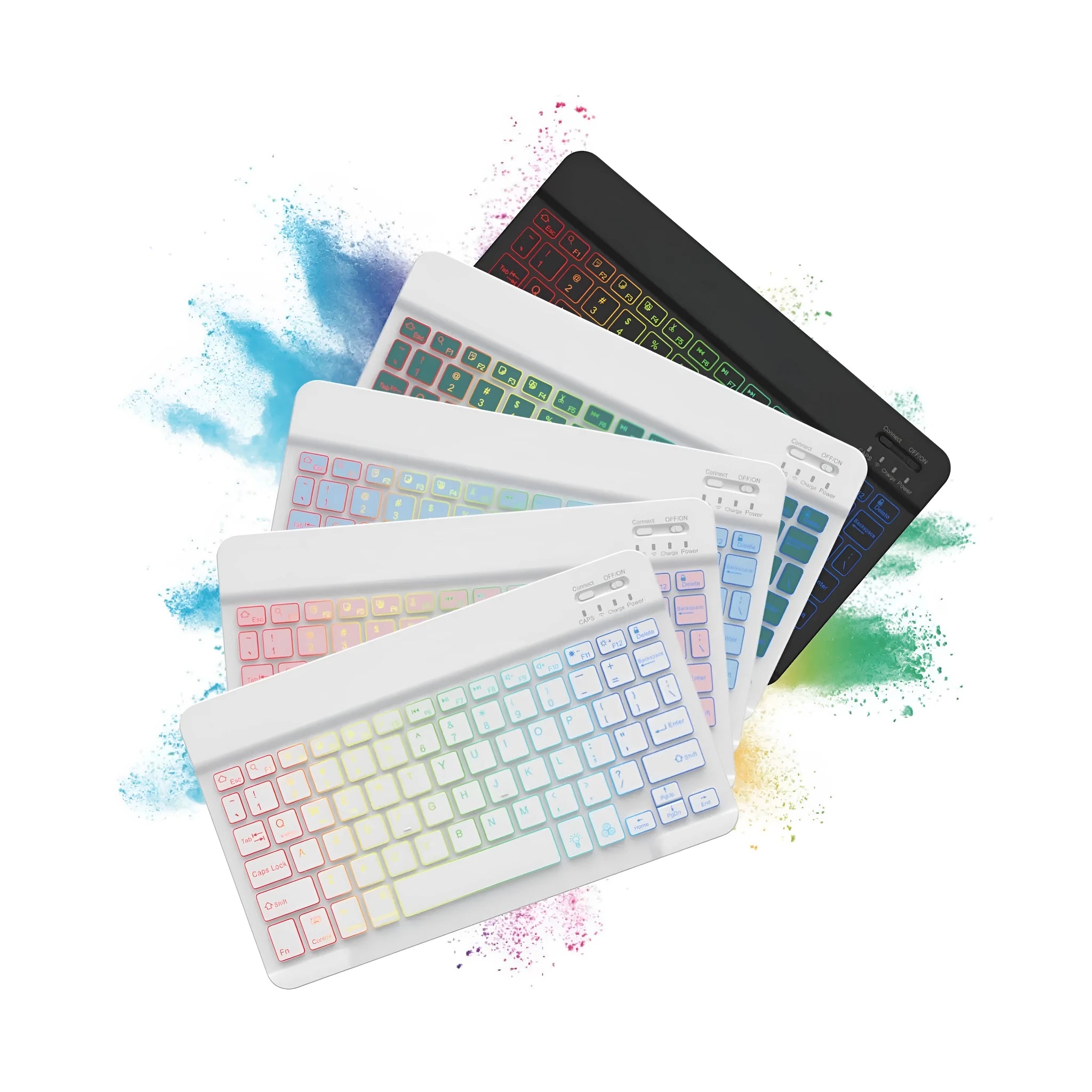 10-inch wireless Bluetooth keyboard with colourful LED backlighting for tablets