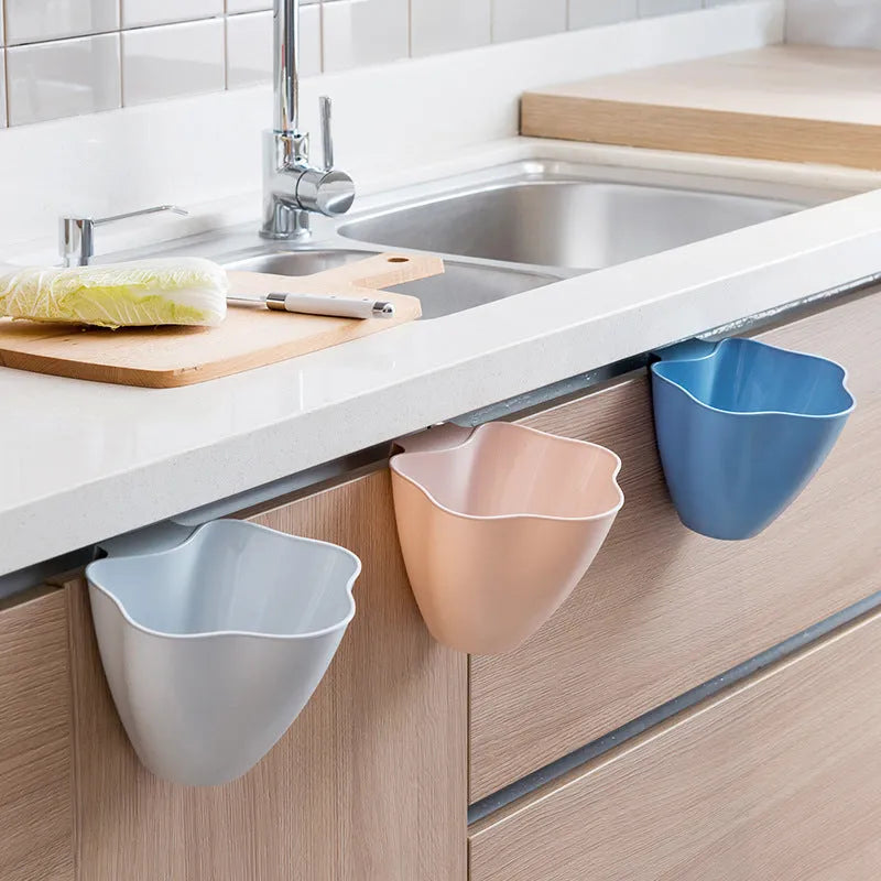 PP plastic kitchen cabinet garbage can in Nordic blue showing compact 21cm width design