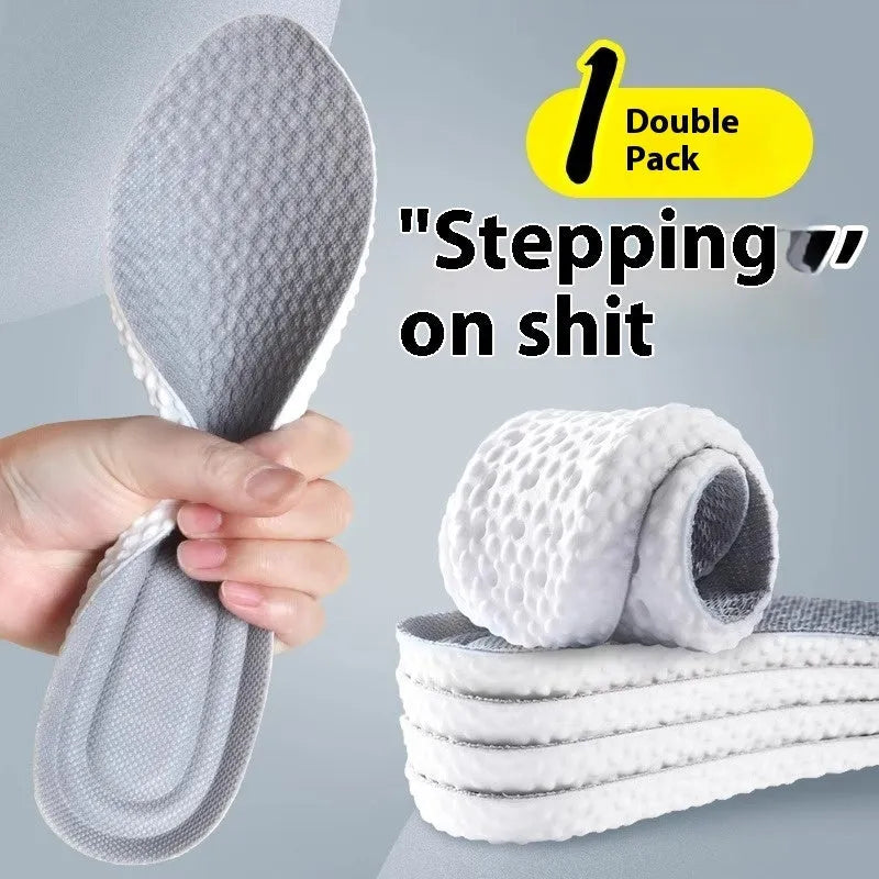 Grey trimmable deodorant sports insole made from PU foam on a white background.