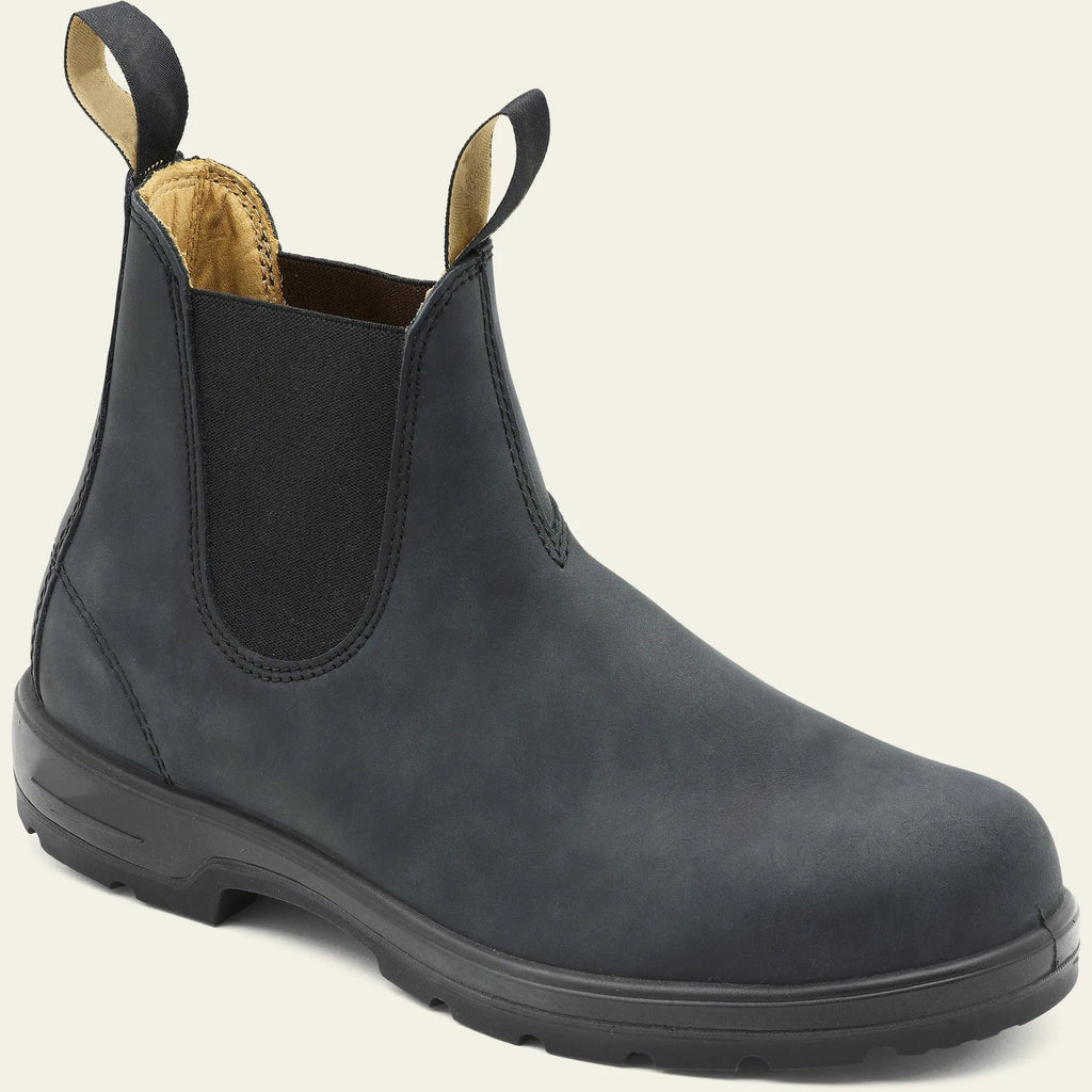 Brown vintage-style unisex Chelsea boots with a frosted finish and round toe.
