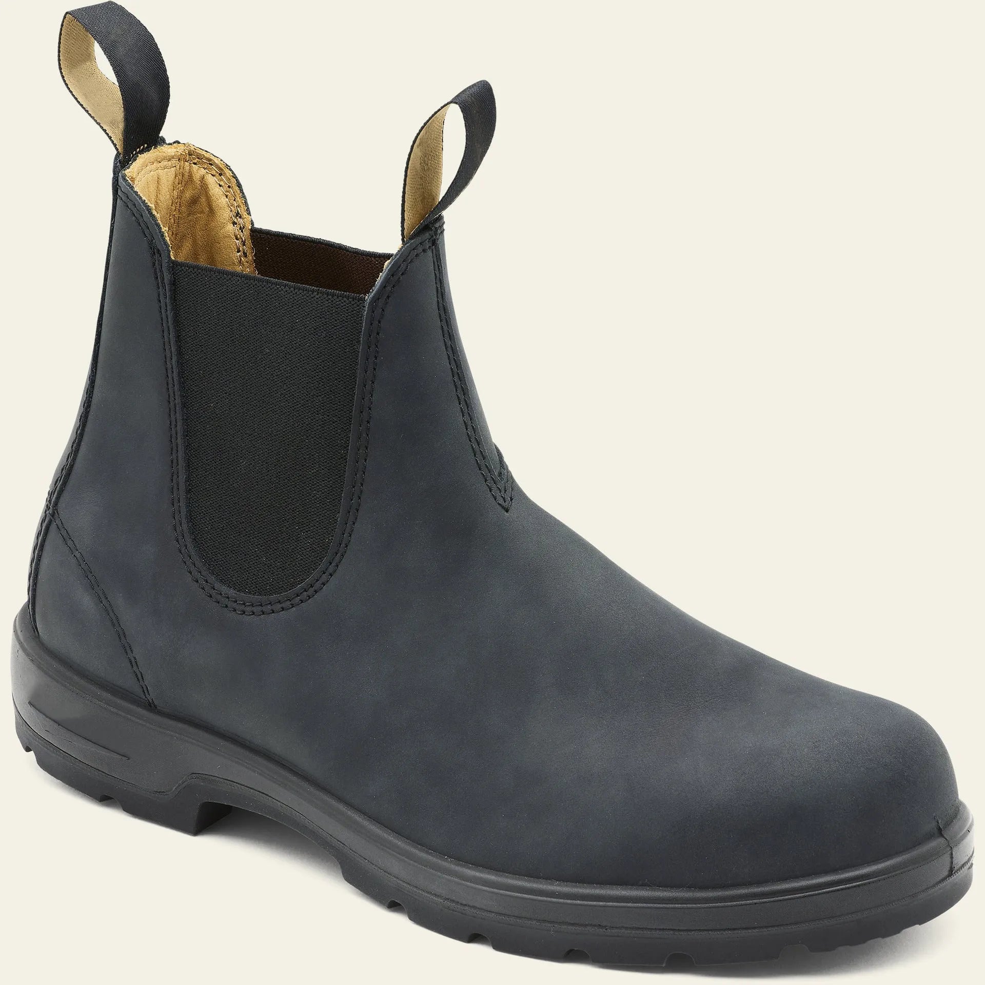 Brown vintage-style unisex Chelsea boots with a frosted finish and round toe.