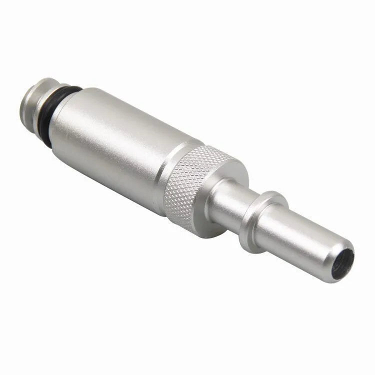 Silver metal transmission refueling joint adapter for VAS6262-9 procedure on white background.