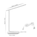 White plastic touch dimming bedside lamp with USB charging port.