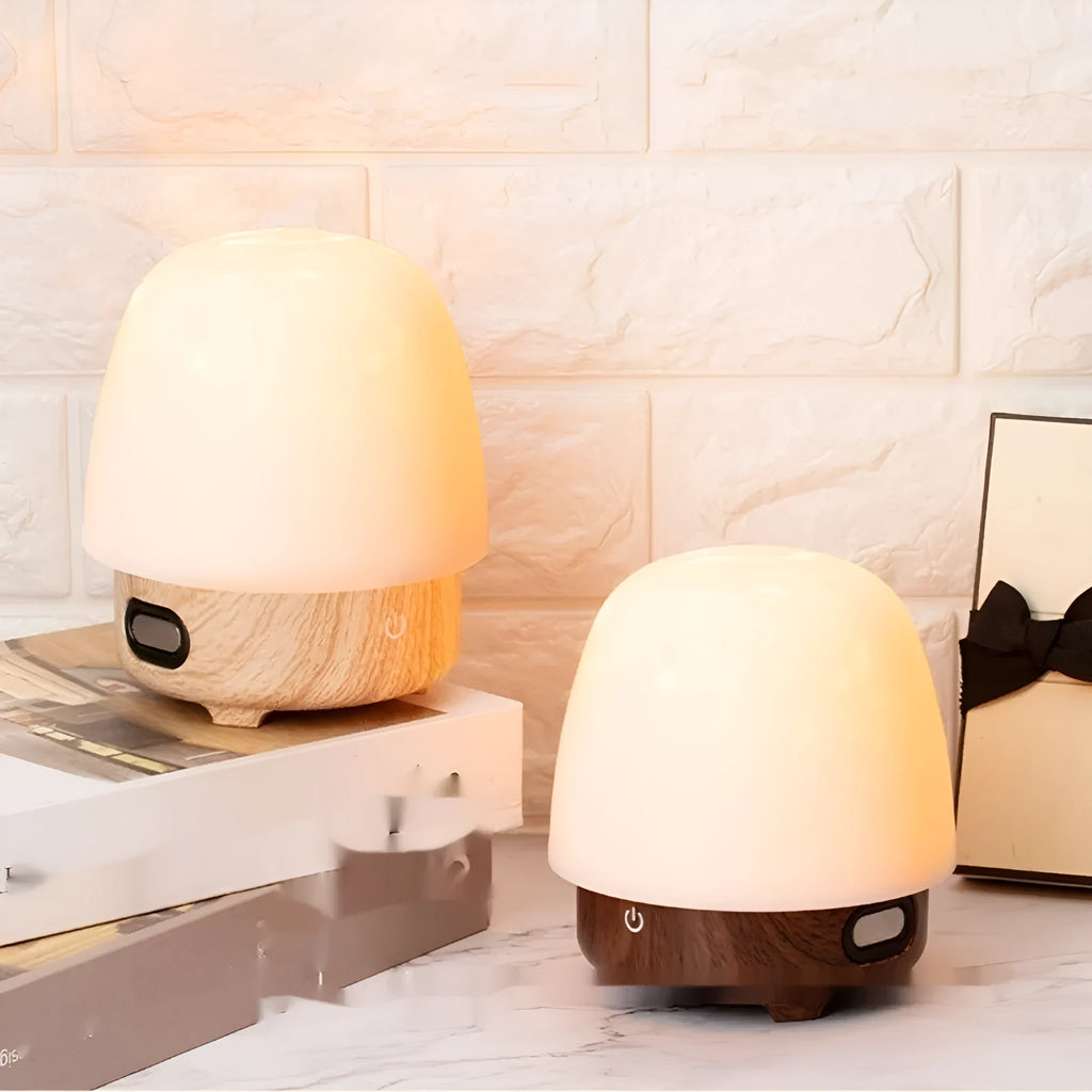 Walnut colour dynamic water ripple Bluetooth bedside table lamp with 16 colour changing modes