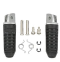 Black aluminium alloy motorcycle footpegs set for Suzuki Hayabusa and V-Strom models.