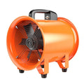 8 inch titanium steel axial flow industrial fan with a 5 metre flexible air duct attached.