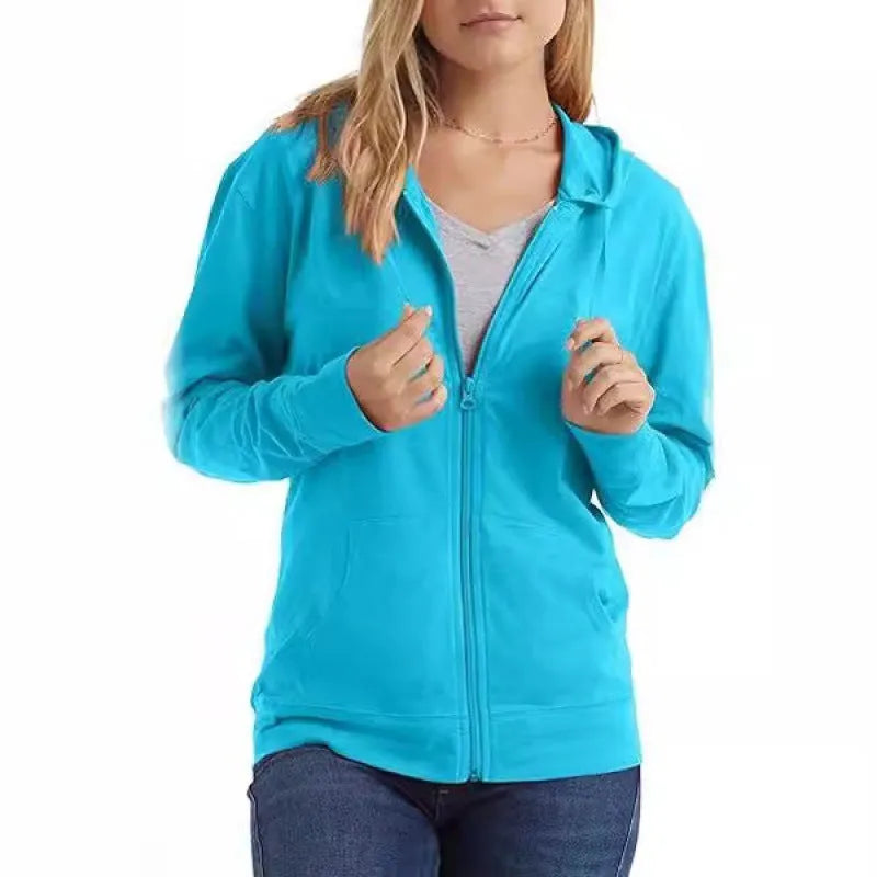A loose-fit solid colour sports hoodie pullover with long sleeves, shown in one of six available colours.