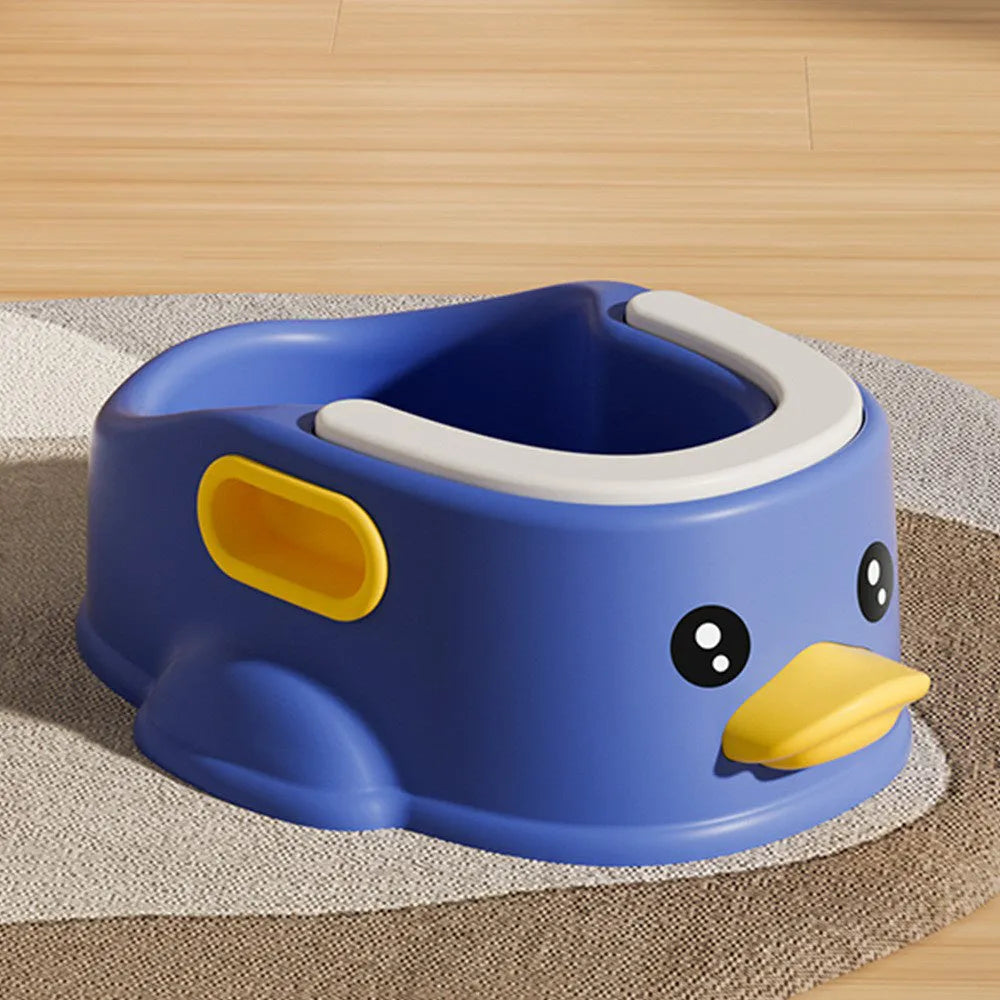 Blue PVC duck-shaped bathtub for washing a small dog or cat, a non-electric portable pet washing tub.