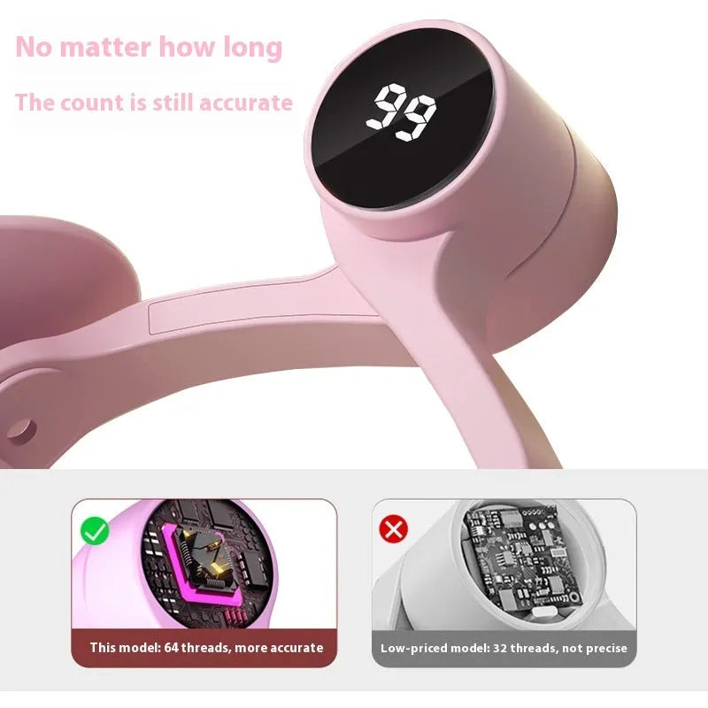 Pink and purple pelvic floor muscle trainer with rubber-coated 3-gear resistance design