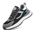 Men's low-top work shoes in Four Seasons colour with suede and mesh upper, steel toe cap, and lace-up fastening.
