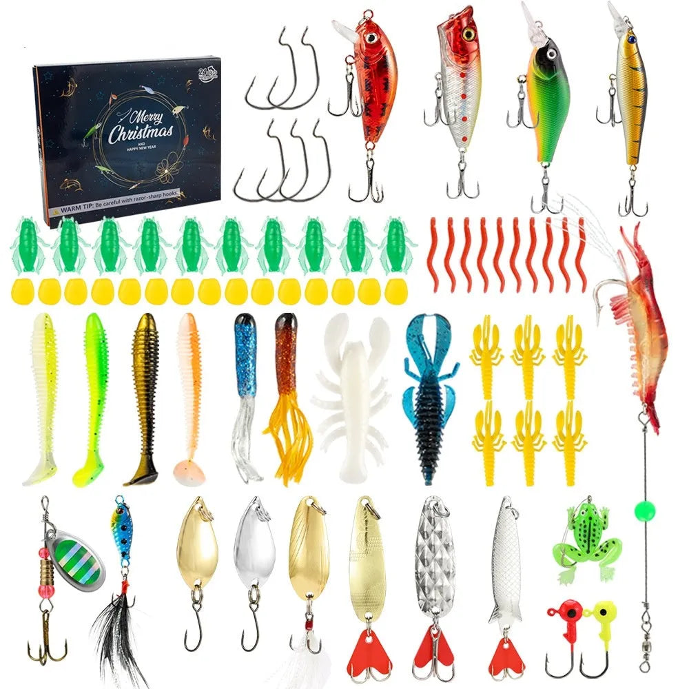 24-piece blind box for Christmas Mino Bog metal fishing set in 01 style colour