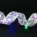 Fairy lights string with Christmas ribbon bow tie decoration in gold or silver colour options
