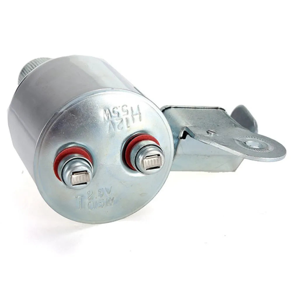 Silver bicycle dynamo-powered generator light kit for front fork or rear frame mounting.