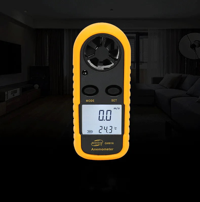Orange digital portable wind speed measuring instrument handheld anemometer