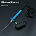 Blue plastic-handled electric heating cutter pen with heated tip for cutting foam and pearl cotton materials