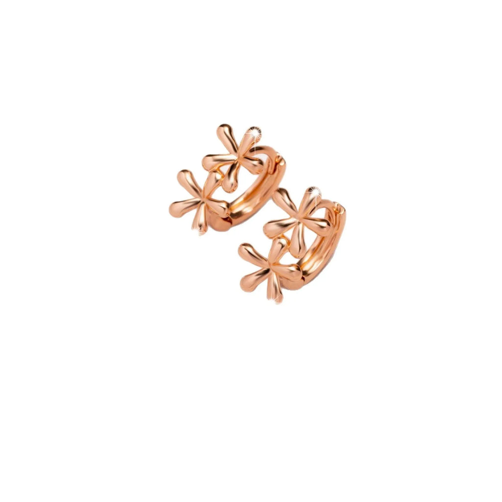 Rose gold circular waterdrop flower earrings with a fresh, sweet style for women.