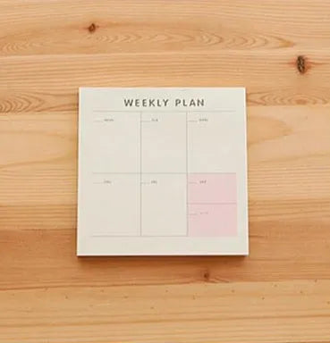 Small 9.5cm square paper planner with 60 sheets, available in monthly, weekly, or work planner style
