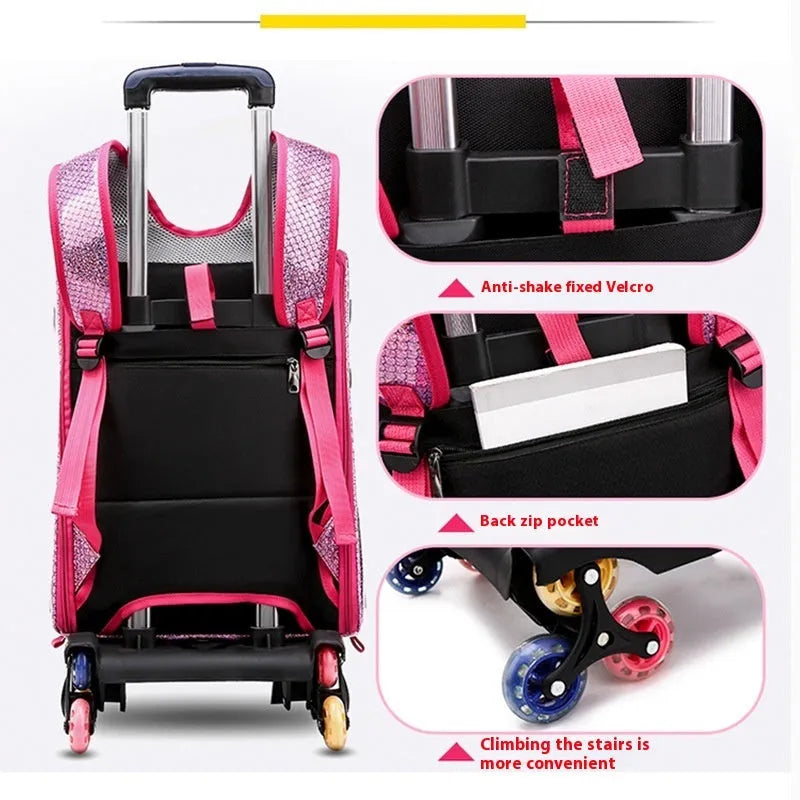 Blue transparent pet trolley with folding cover next to its detachable Oxford cloth shoulder bag.