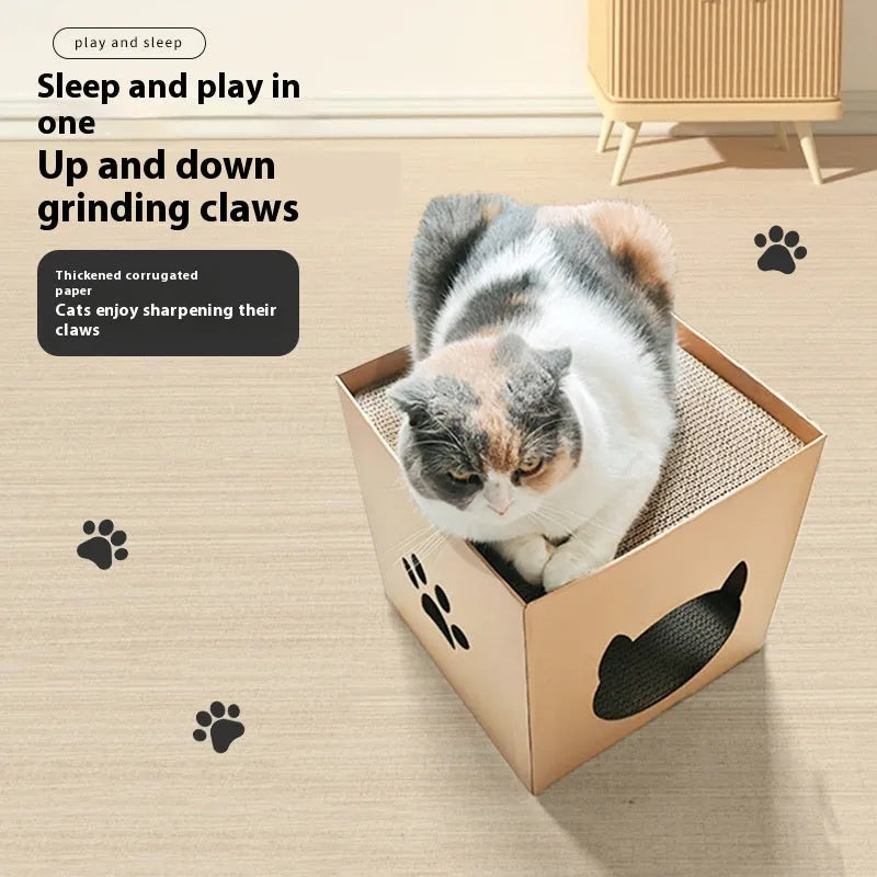 Vertical cat scratch board with 30cm corrugated paper surface in Pet Milk Carton colour