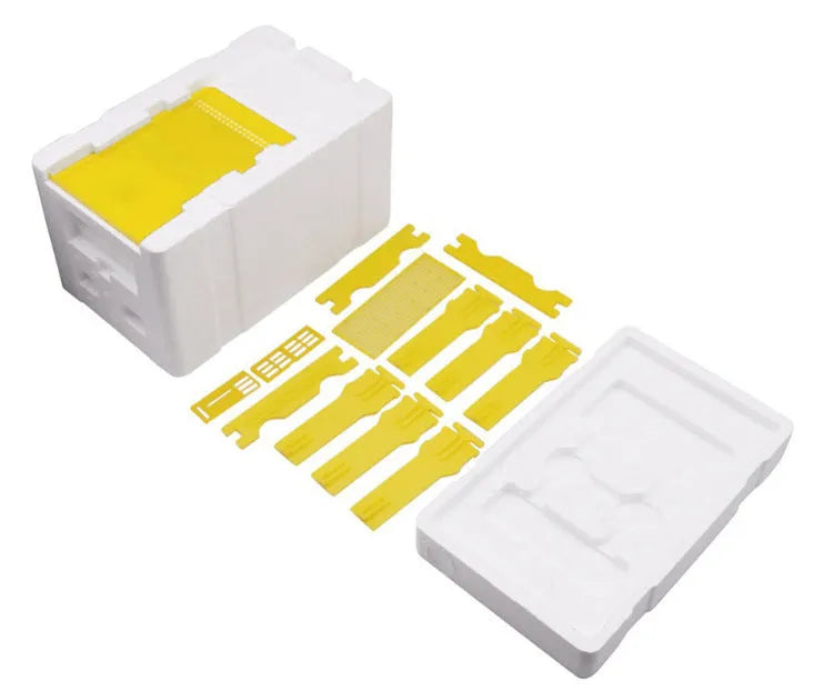 Three white EPS foam mini boxes for beekeeping tool storage and transport.
