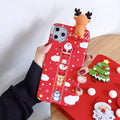 Festive Christmas silicone back cover case for various iPhone models on a red background.