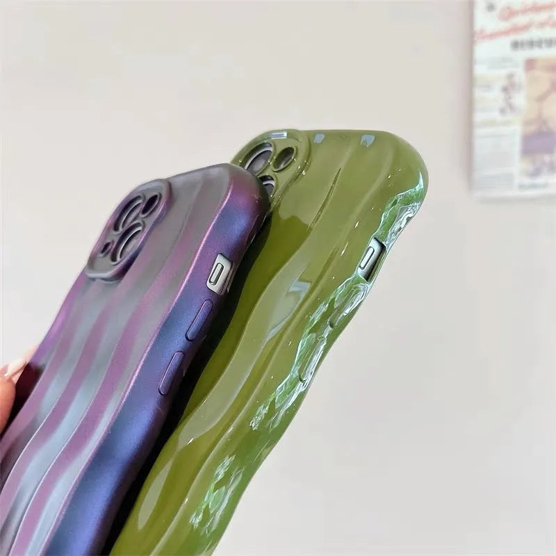 iPhone 17 soft silicone phone case with water ripple pattern in five colour variations