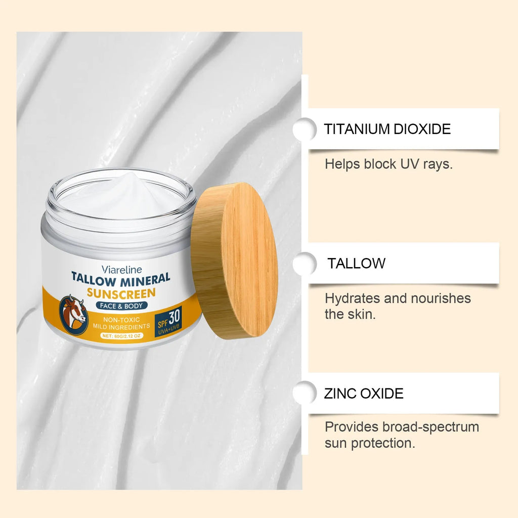 Cow Fat Moisturising Sunscreen SPF 50+ PA+++ in 60g tube with titanium dioxide and zinc oxide