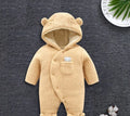 Cotton baby jumpsuit romper in marrón, pink, or white colours with long sleeves and footed/footless options