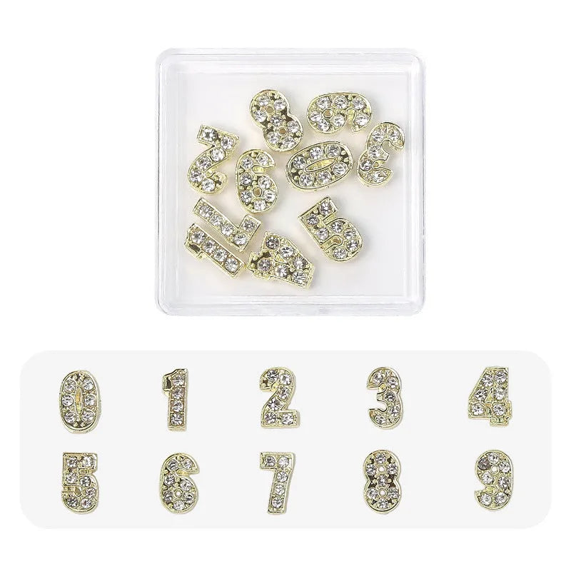 12 Constellation Nail Art Accessories set of metal alloy Princess Series decals with letters pattern in gold tone