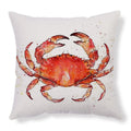 Square linen cushion cover with a detailed blue sea turtle print, showing a hidden zipper along one edge.