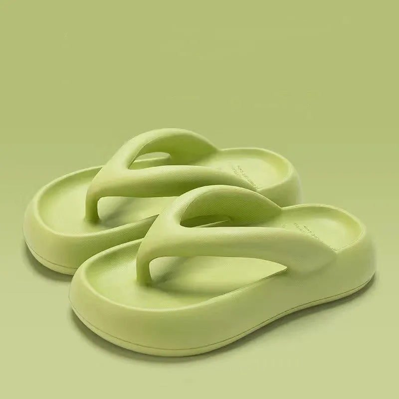 Solid colour thick-soled EVA flip-flops with decorative bow in available colours