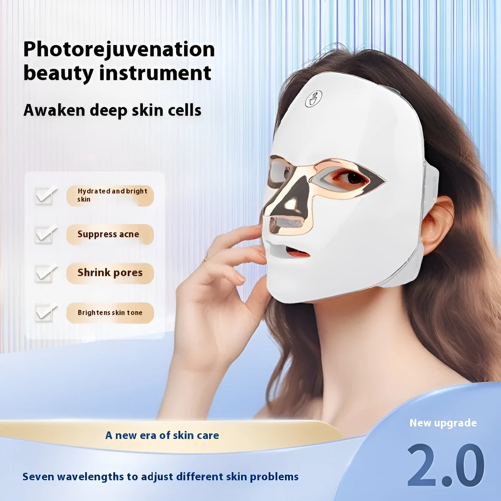 Rechargeable LED facial beauty mask with touch controls in black gold edge colour