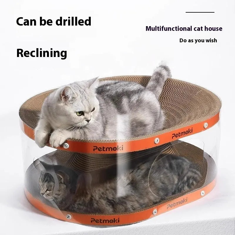 Transparent PVC and corrugated board cat scratch board nest tunnel toy