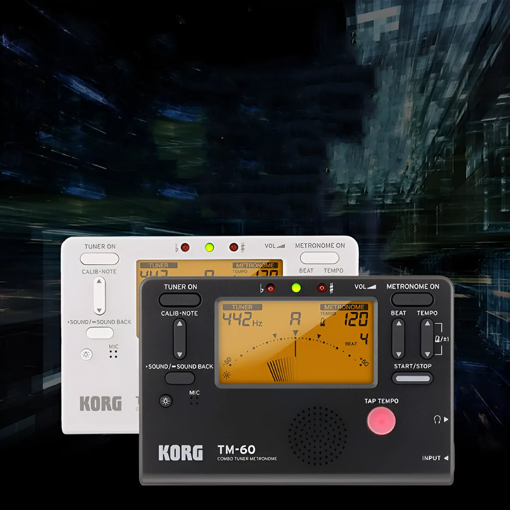 TM-60 black and white electronic metronome with plastic shell and digital display