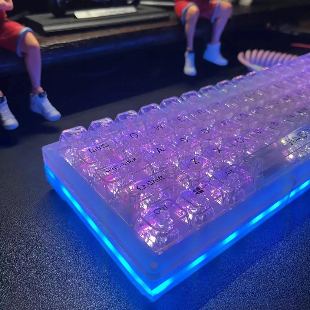 Universal transparent mechanical keyboard keycaps 132-key full set showing backlight compatibility