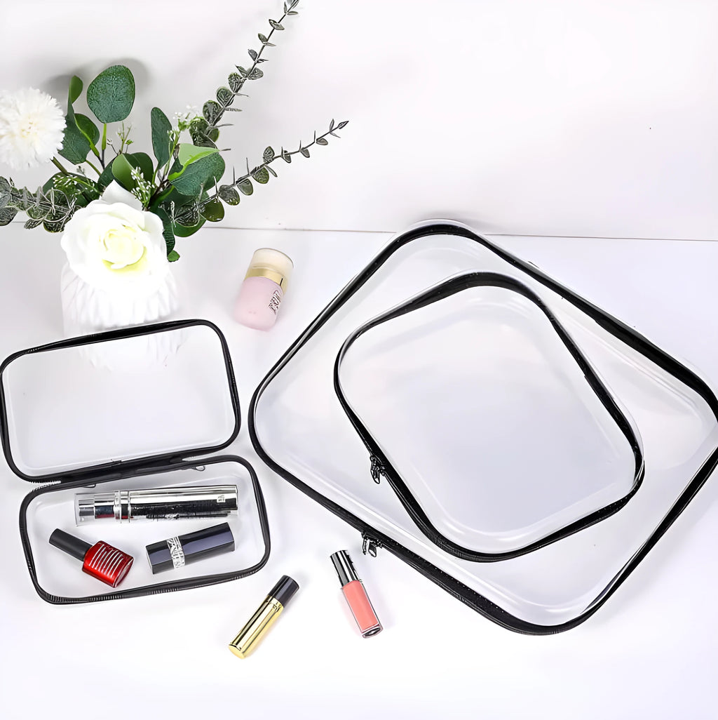 Transparent PET plastic zipper pencil case storage bag cube shape