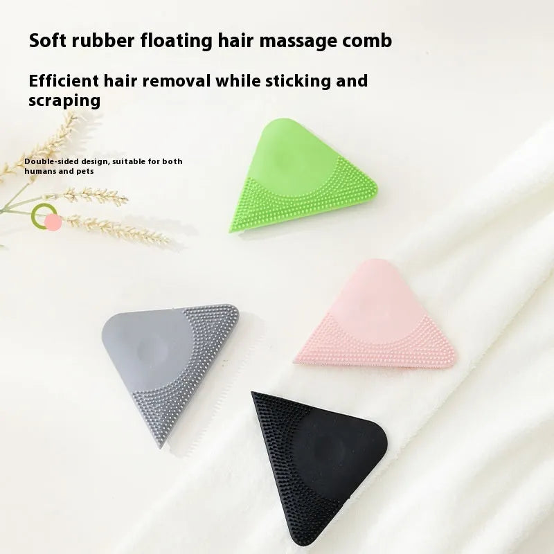 PTE pet hair scraper brush with bristles for grooming and a flat edge for cleaning fabrics, shown in avocado green colour.