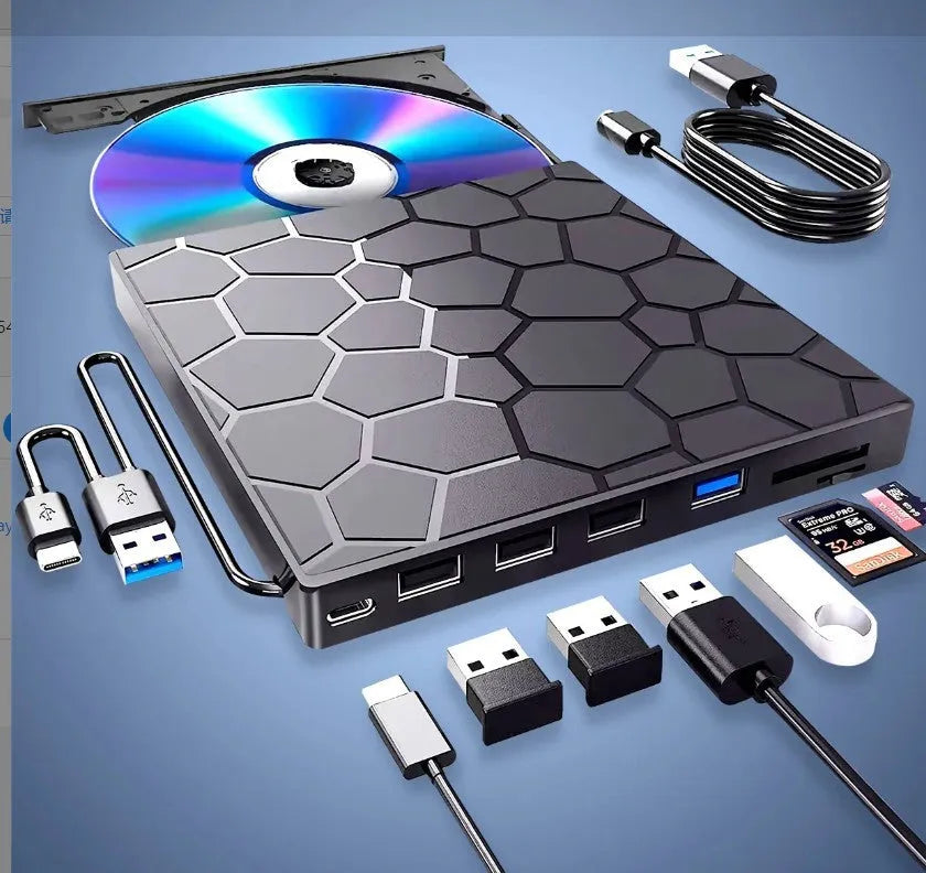 Black external USB CD/DVD drive for laptop and desktop computers