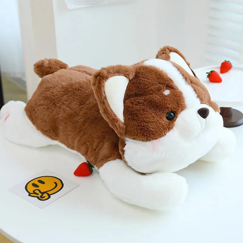 Corgi doll plush toy in gray, ultra soft short plush, 30cm height, creative car cushion
