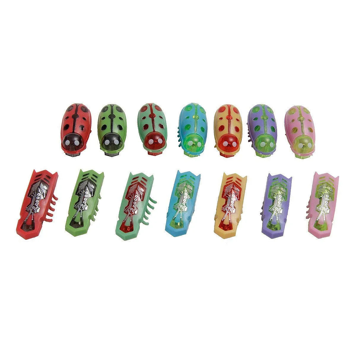 Electric toothbrush worm cat teaser toy showing ladybug and iron cow style designs
