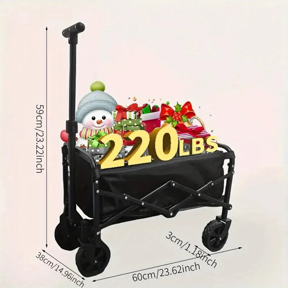 Collapsible foldable alloy garden cart with a heavy-duty metal frame and storage box.